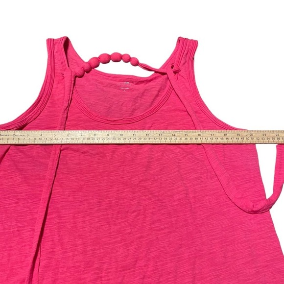 Ann Taylor Loft Hot Pink Pom Pom Sleeveless Blouse Sz L - Picture 6 of 6